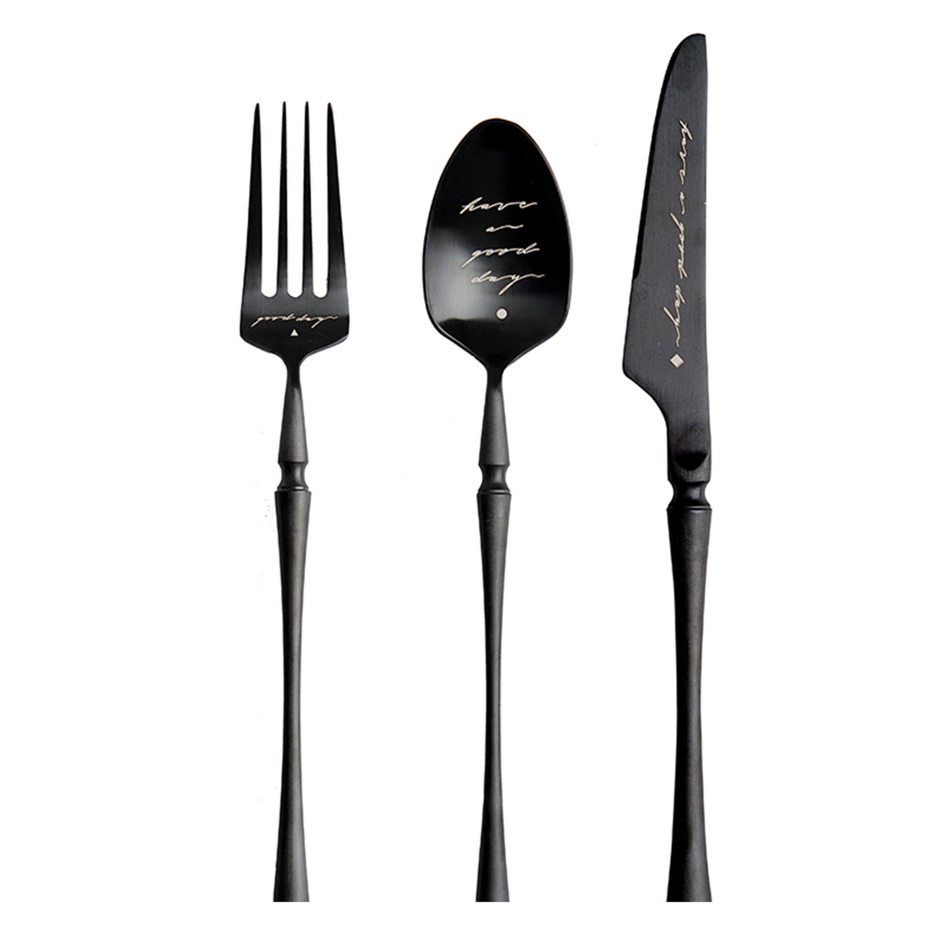 Unique & Beautiful Flatware Set Black Utensils Service For 5 with Dessert Fork,Dessert Spoon, Knife, Spoon, Dinner Fork,Stainless Steel Flatware, 5 Piece Place Setting