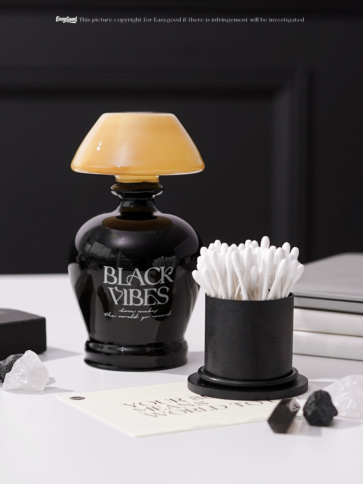 Glass Cotton Swab and Toothpick Holder,Bathroom Vanity Canisters Jars for Countertop Storage and Organization