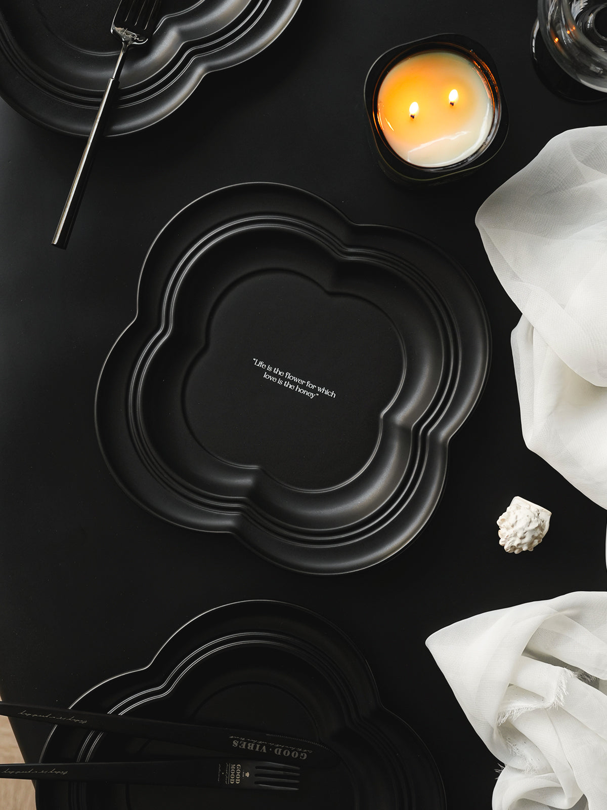9" Dinner Plates, Premium Glossy Black Ceramic. Suitable for dessert, salad, appetizer, small lunch, breakfast, steak. Dishwasher and microwave safe. Ideal for Michelin-level presentation.