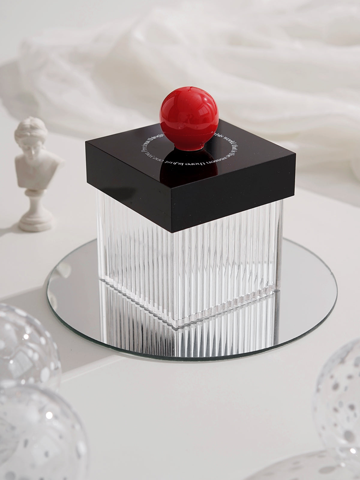 Acrylic Container for Cotton Swab, Cotton Ball, Floss Picks - Restroom Containers Bathroom Essentials Accessories Decor Vanity Storage Organizer,Home small item storage box