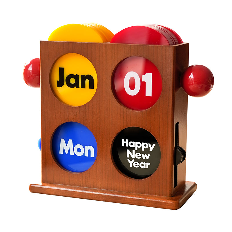 Perpetual Calendar Desk Wood Stand with Acrylic Cards – Bauhaus-Inspired Home & Office Decor, Modern Minimalist Design, Perfect for Gifting, Christmas & New Year, Living Room, Bedroom, Desk, Home Office Use