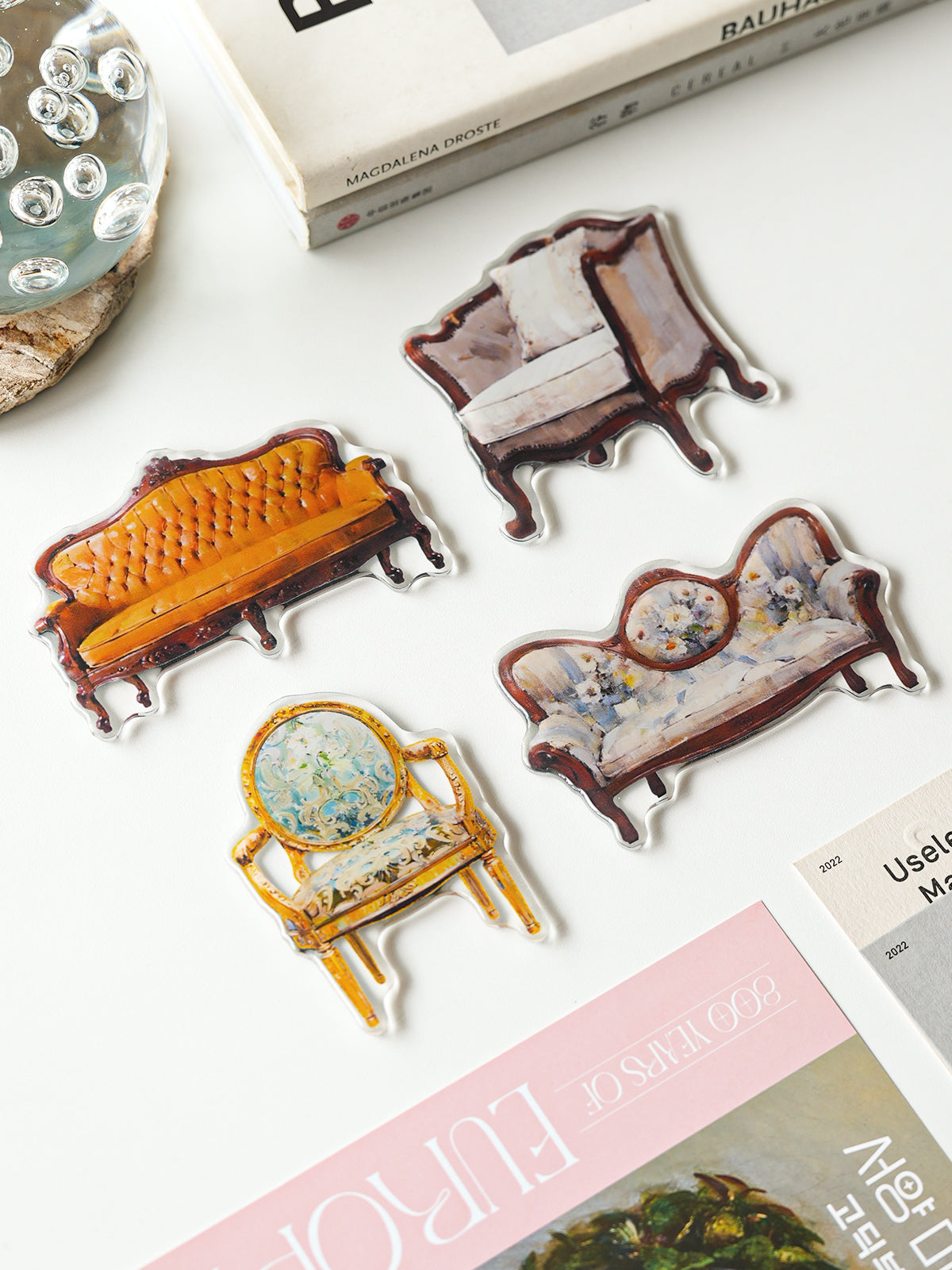 Vintage Furniture Refrigerator Decorative Magnets,Colorful Fridge Magnets with Cute Decorative Designs for Office, Kitchen, Locker