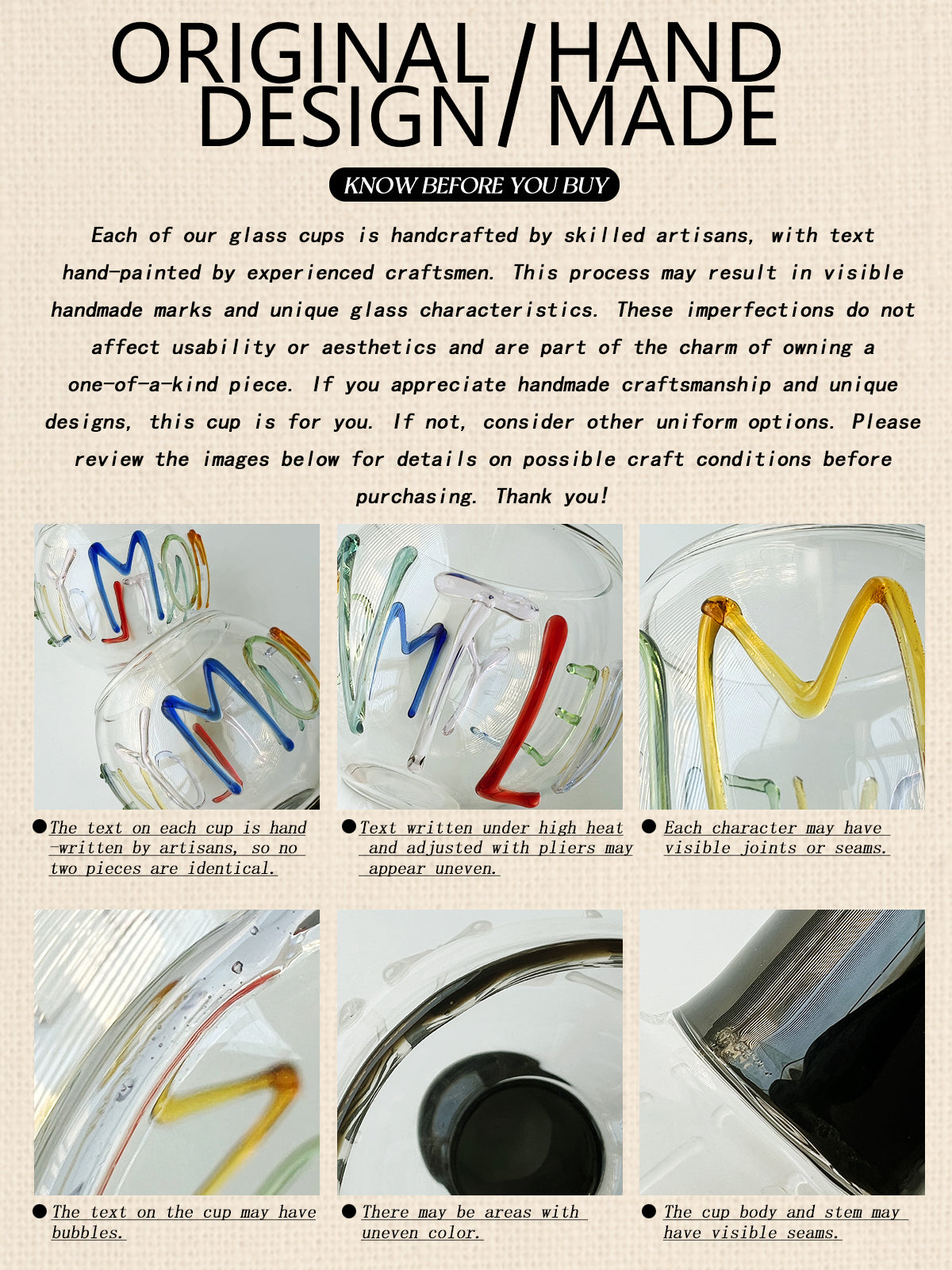 Handmade Glassware Drinking Glasses For Ice Coffee Sustainable Water and Cocktail Glasses For Home&gift