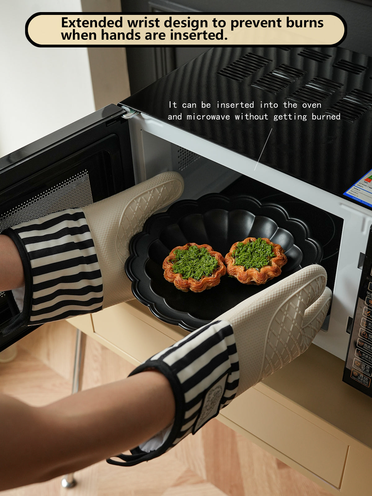 Kitchen Baking Silicone Gloves, Heat-Resistant High-Temperature Oven Gloves, Thickened Microwave-Specific Gloves