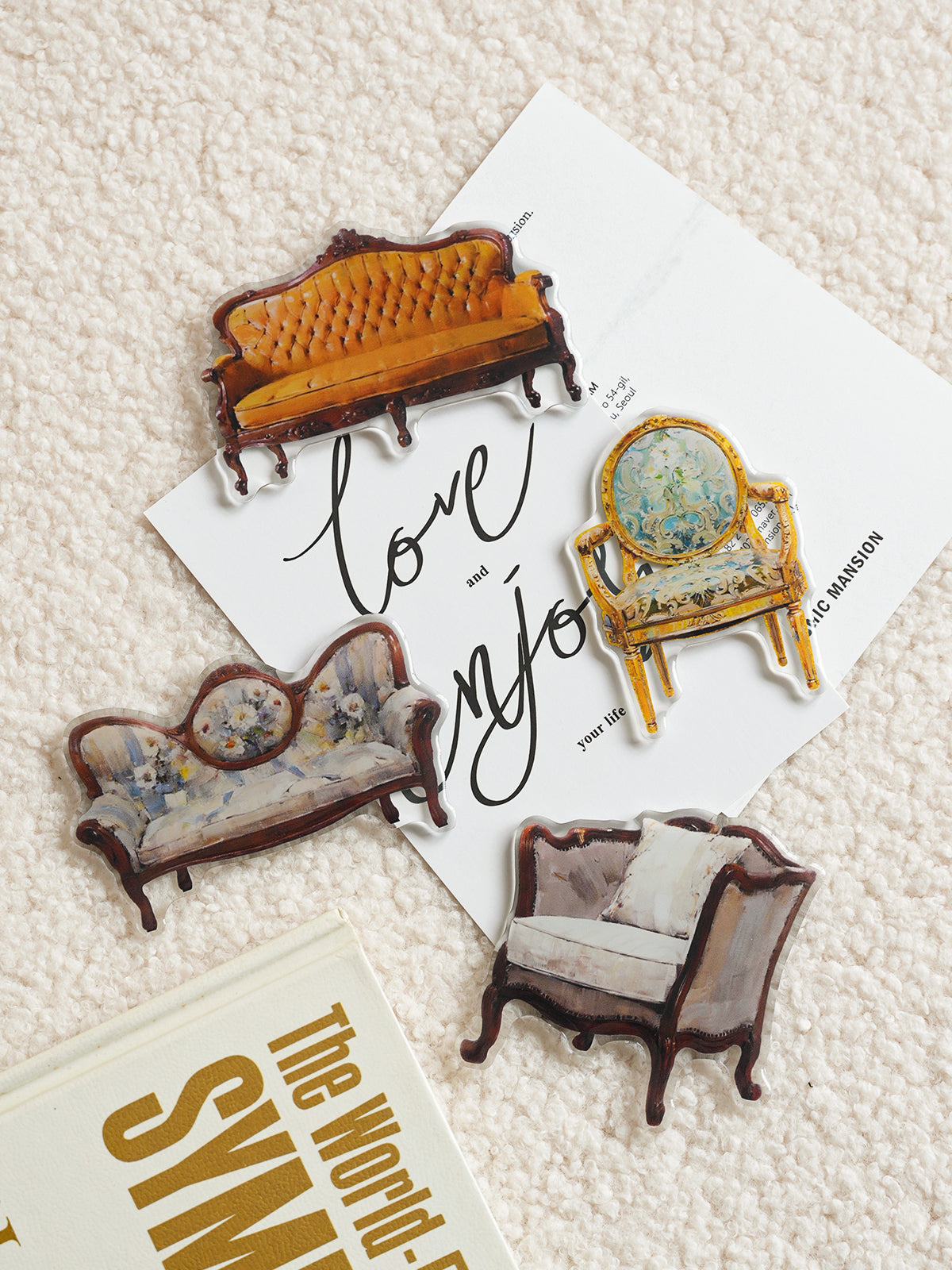 Vintage Furniture Refrigerator Decorative Magnets,Colorful Fridge Magnets with Cute Decorative Designs for Office, Kitchen, Locker