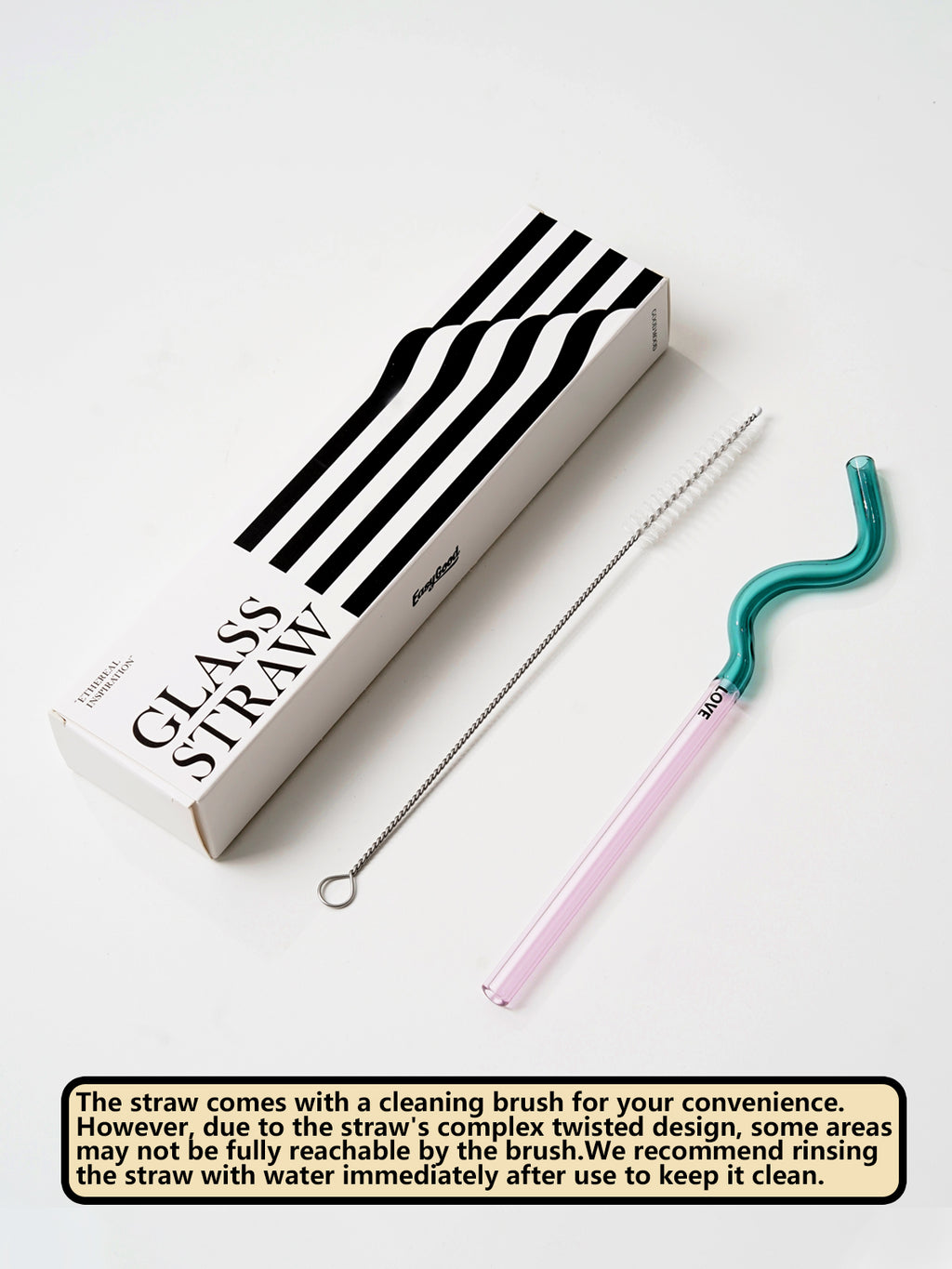 Reusable Bent Glass Straw, Colorful Borosilicate Glass Straw for Adults and Kids, Suitable for Smoothies, Milk, Water, Juice, and Coffee