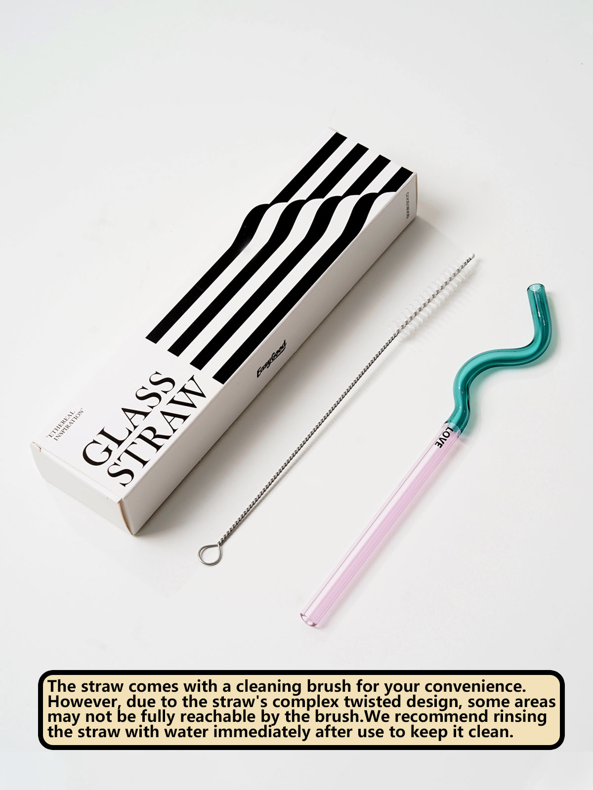 Reusable Bent Glass Straw, Colorful Borosilicate Glass Straw for Adults and Kids, Suitable for Smoothies, Milk, Water, Juice, and Coffee