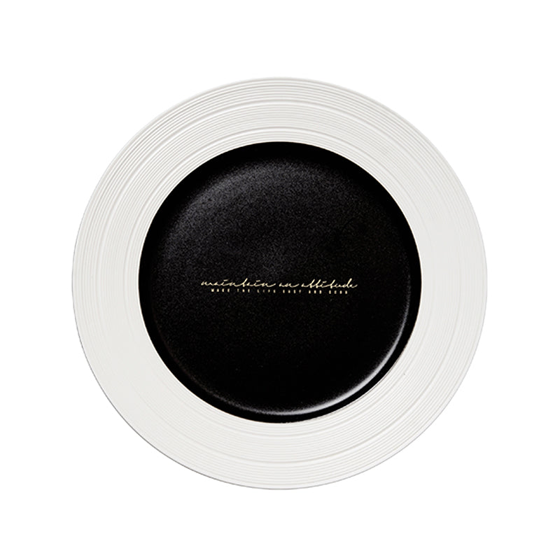 8.4" Dinner Plates with Relief Patterns, For Dessert, Salad, Appetizer, Small Lunch, Breakfast,Steak, Stylish Matte Black Ceramic Plates, Dishwasher and Microwave Safe