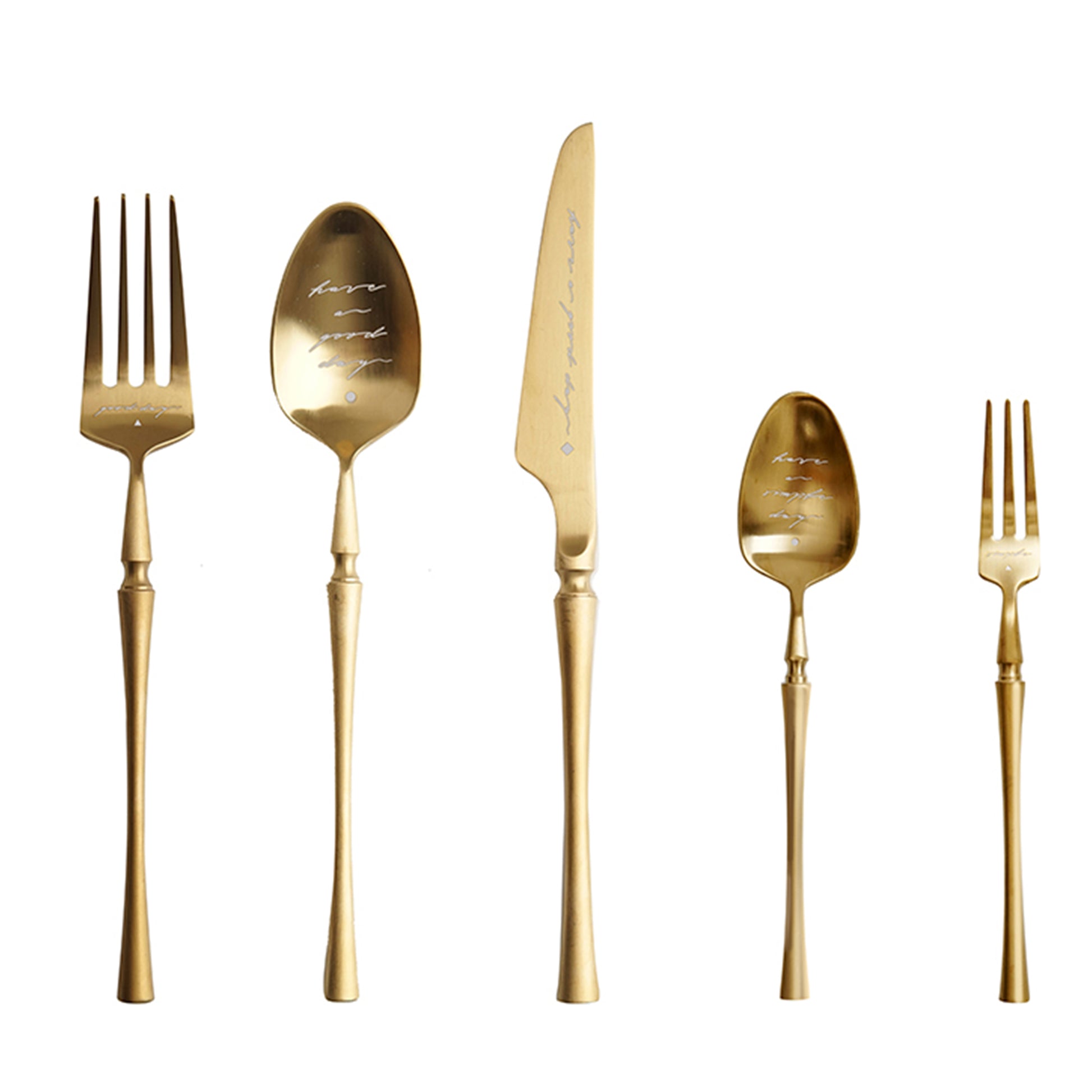 Unique & Beautiful Flatware Set Black Utensils Service For 5 with Dessert Fork,Dessert Spoon, Knife, Spoon, Dinner Fork，Stainless Steel Flatware, 5 Piece Place Setting