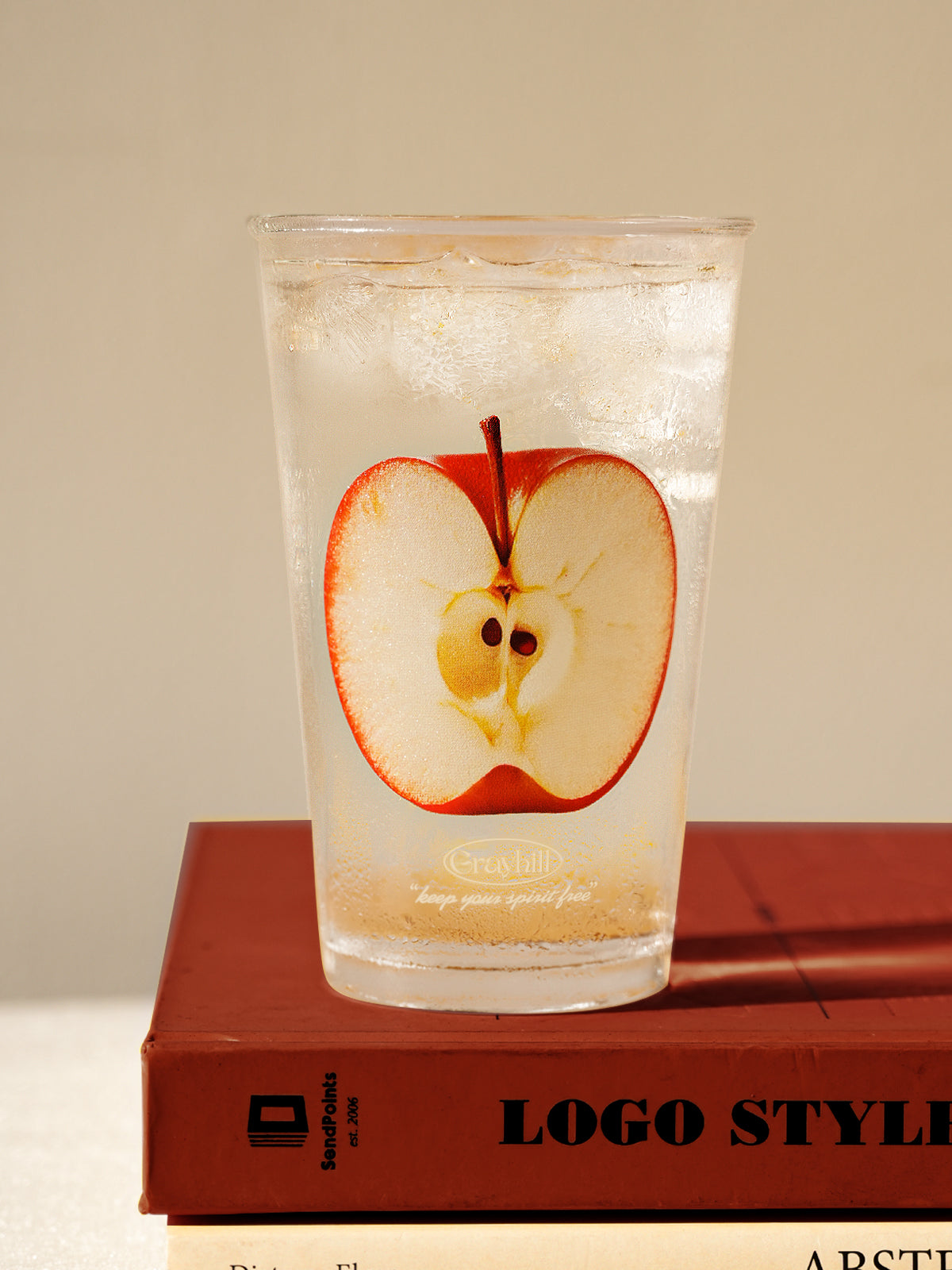 Apple Pattern Glass Cup Cold Drink Glassware