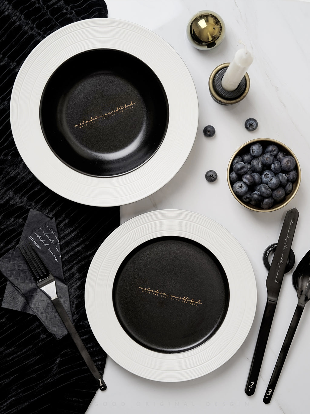8.9" Premium Ceramic Soup Plates with Relief Patterns, for Cereal, Soup, Rice, Pasta, Salad, Oatmeal,Breakfast,Stylish Matte Black Ceramic Plates, Dishwasher and Microwave Safe