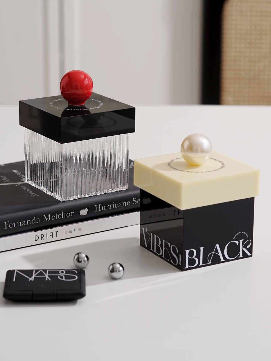 Acrylic Container for Cotton Swab, Cotton Ball, Floss Picks - Restroom Containers Bathroom Essentials Accessories Decor Vanity Storage Organizer,Home small item storage box