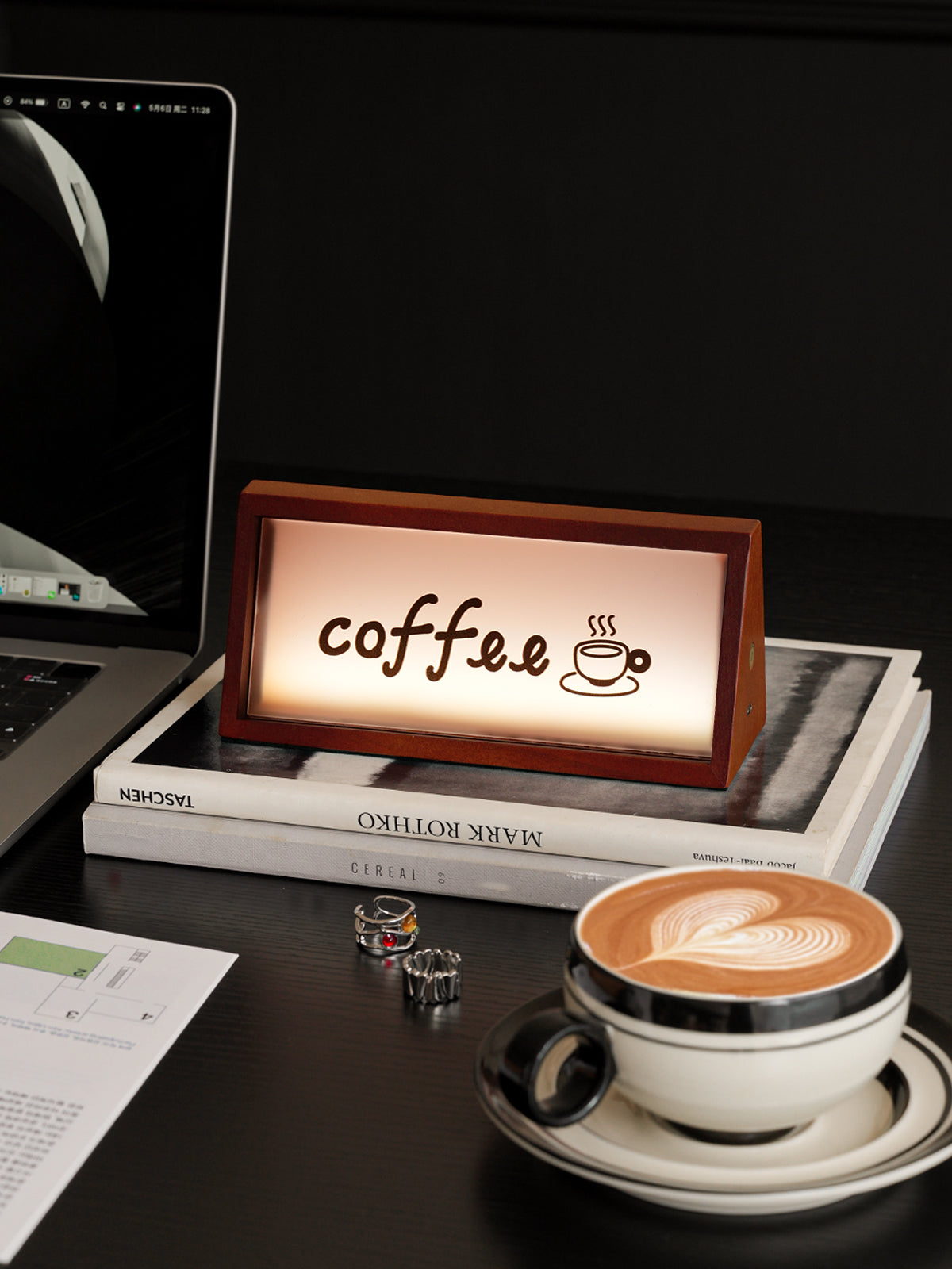 Charging Wooden Light Box for Entryway & Coffee Corner: Warm Ambiance, Reusable, Home Decor，Perfect for Gifts