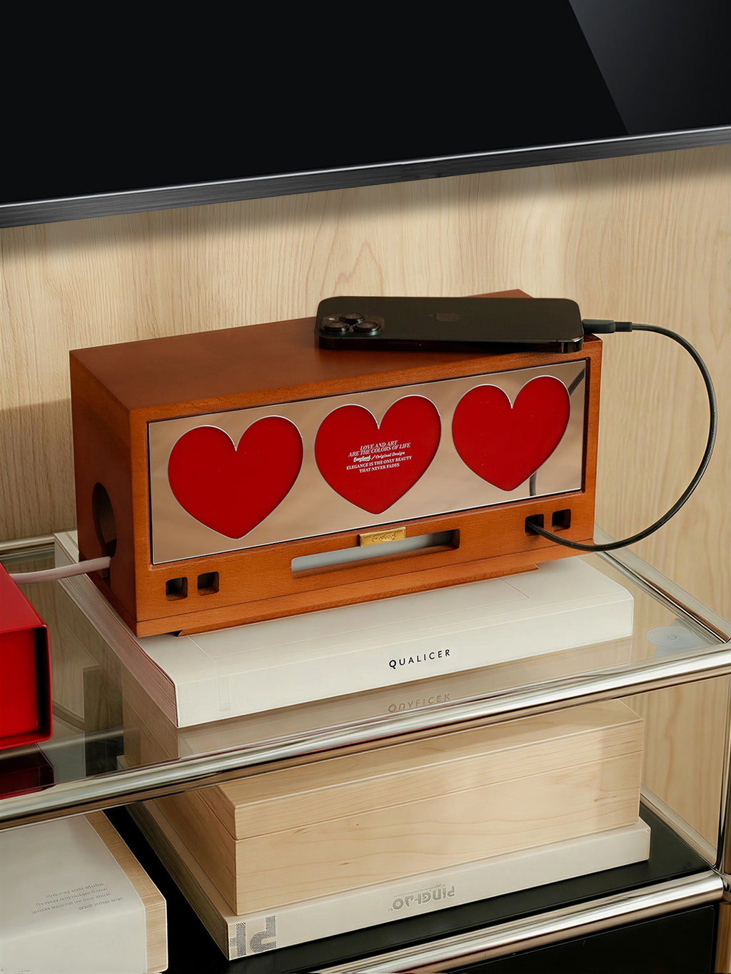 Wooden Cable Organizer Box & Power Strip Hider