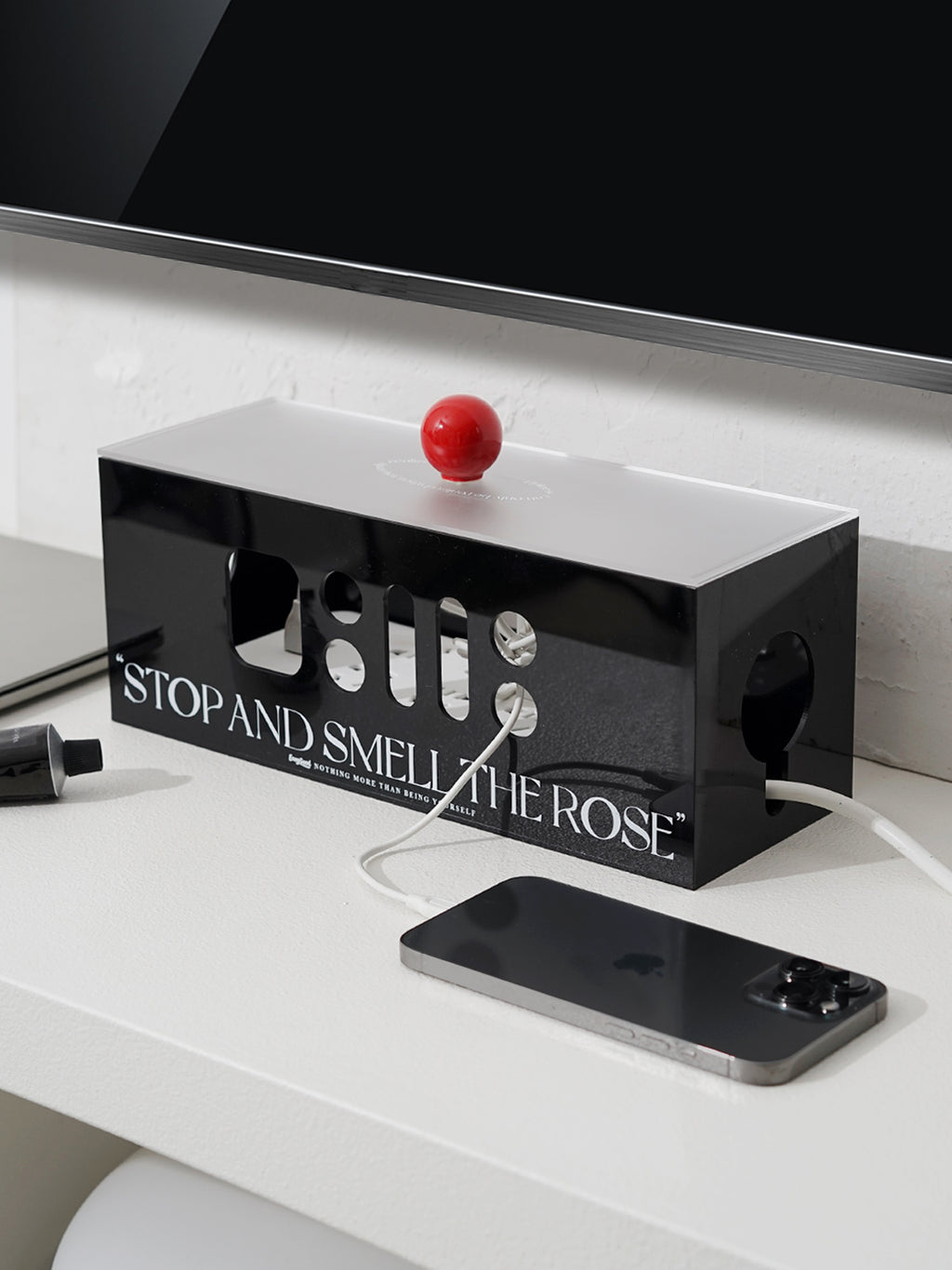 Acrylic Power Strip Storage Box,Cable Management Box,Cable Organizer Box & Power Strip Cover, Wire Organizer for Surge Protector Power Strip,TV Computer,Cable Wires of Home,Office