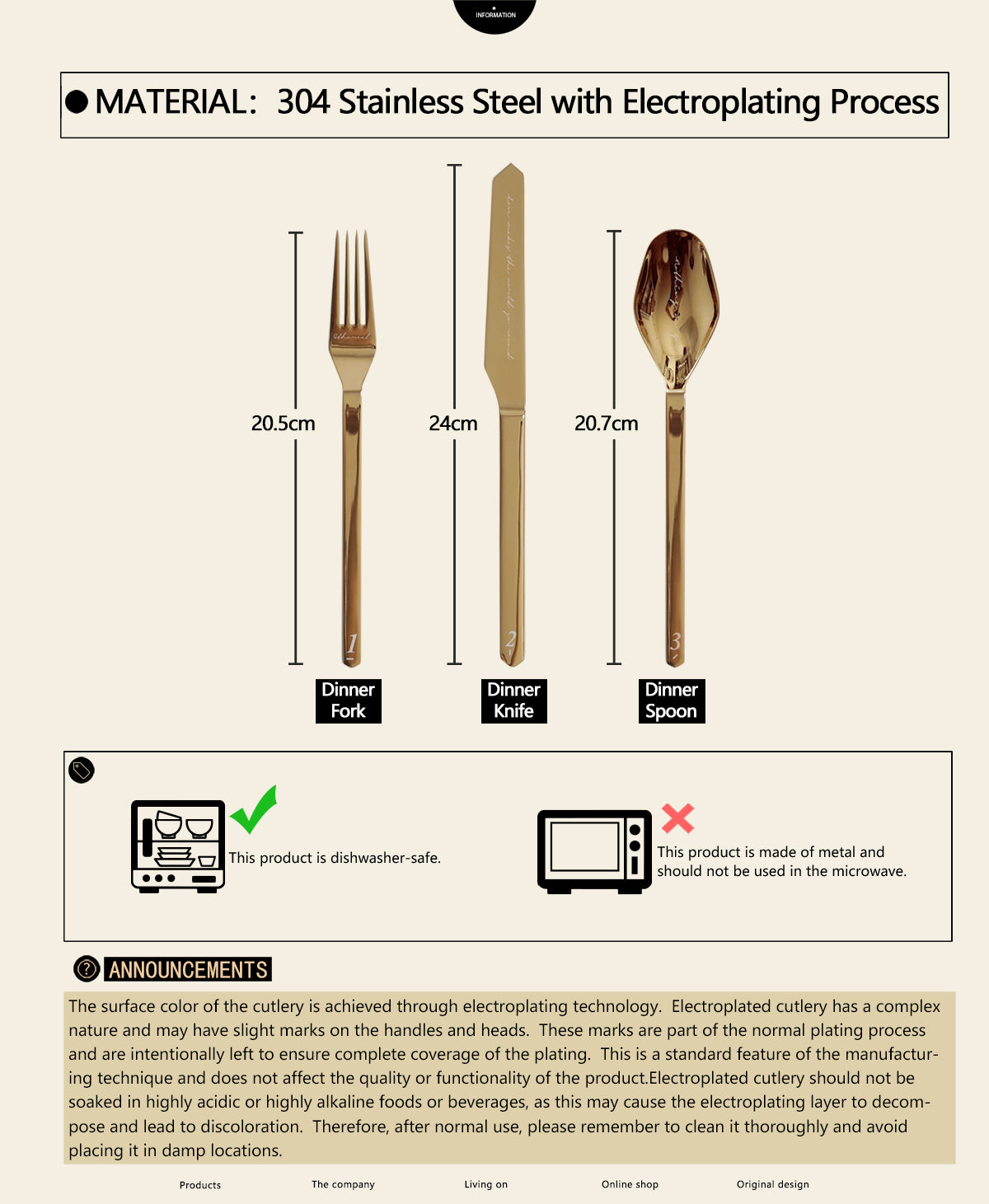 Unique & Beautiful Flatware Set - Golden Polished Stainless Steel Utensils Service For 3, with Dinner Knife, Dinner Spoon, Dinner Fork, 3 Piece Place Setting