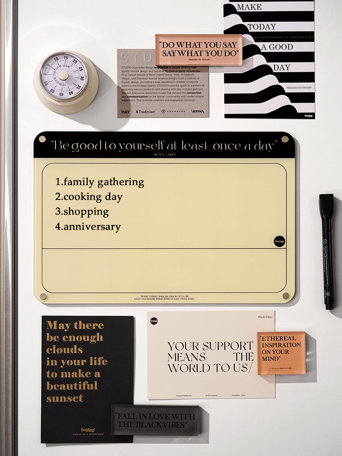 Acrylic Magnetic Dry Erase Board for Fridge，Planning Board Set, Clear Weekly Meal Planner with Whiteboard Memo, Menu Board for Kitchen