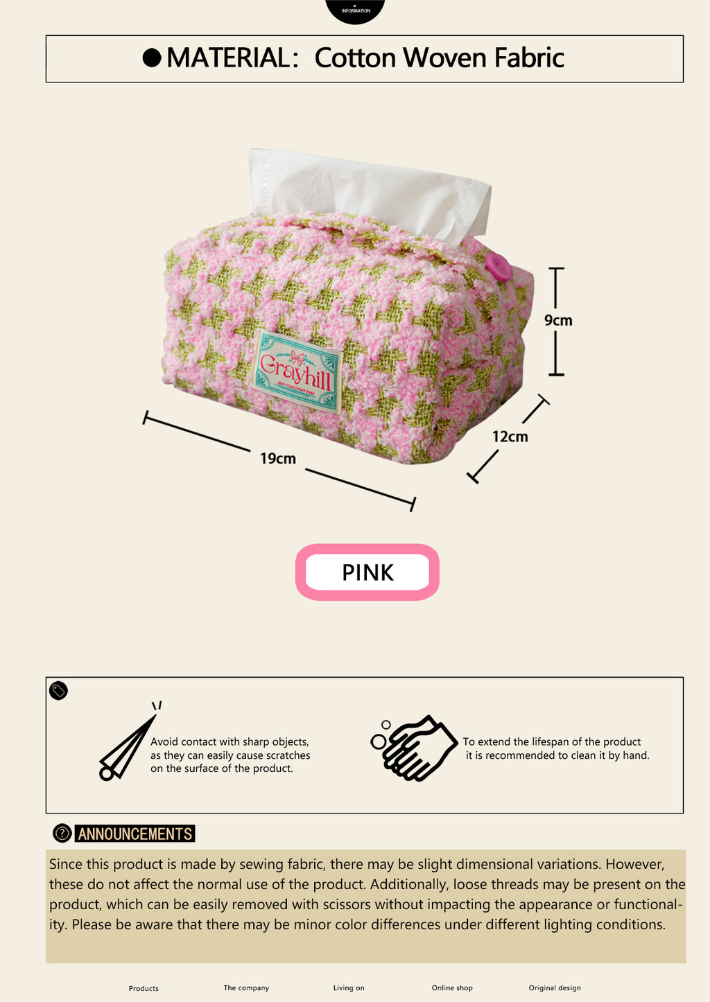 Pink Tissue Box Cover