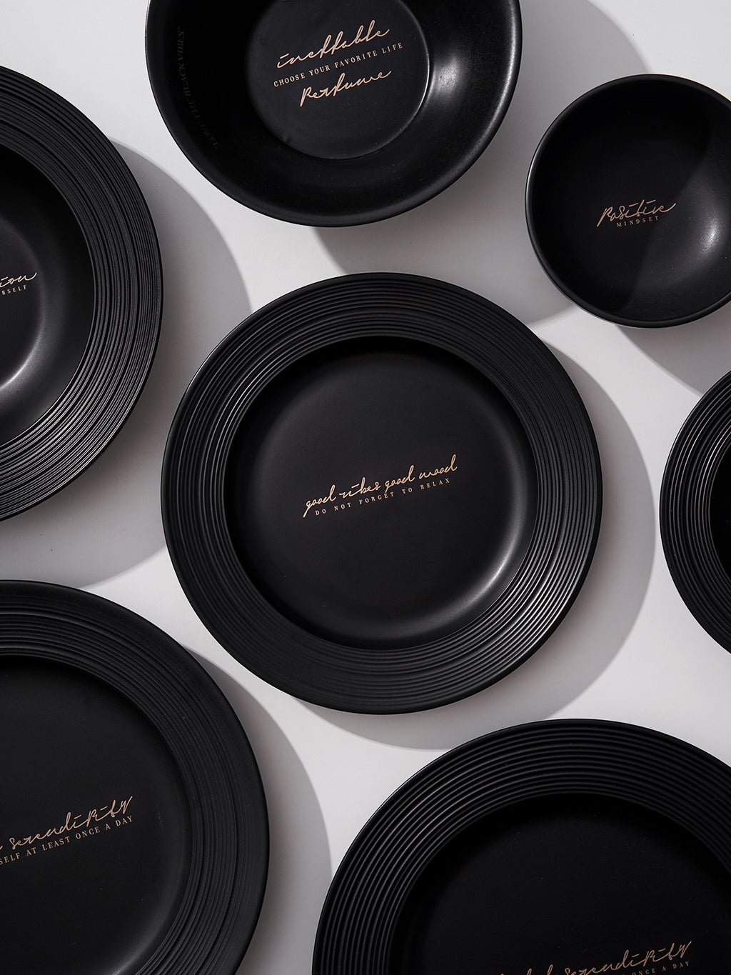8.4" Dinner Plates with Relief Patterns, For Dessert, Salad, Appetizer, Small Lunch, Breakfast,Steak, Stylish Matte Black Ceramic Plates, Dishwasher and Microwave Safe