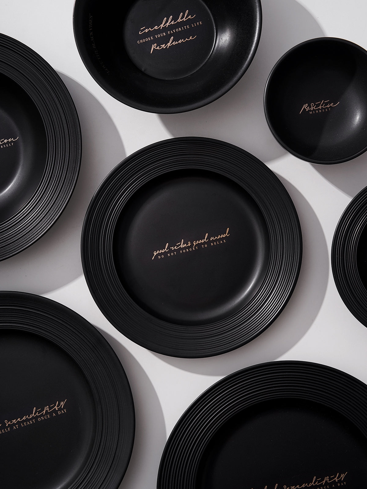 8.4" Dinner Plates with Relief Patterns, For Dessert, Salad, Appetizer, Small Lunch, Breakfast,Steak, Stylish Matte Black Ceramic Plates, Dishwasher and Microwave Safe