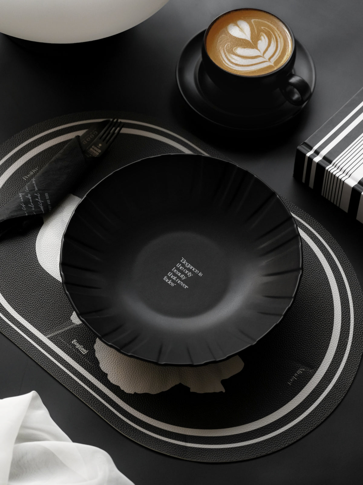 9.2" Dinner Plates, Premium Glossy Black Ceramic. Suitable for dessert, salad, breakfast, pasta, and main courses. Dishwasher and microwave safe.Ideal for Michelin-level presentation.