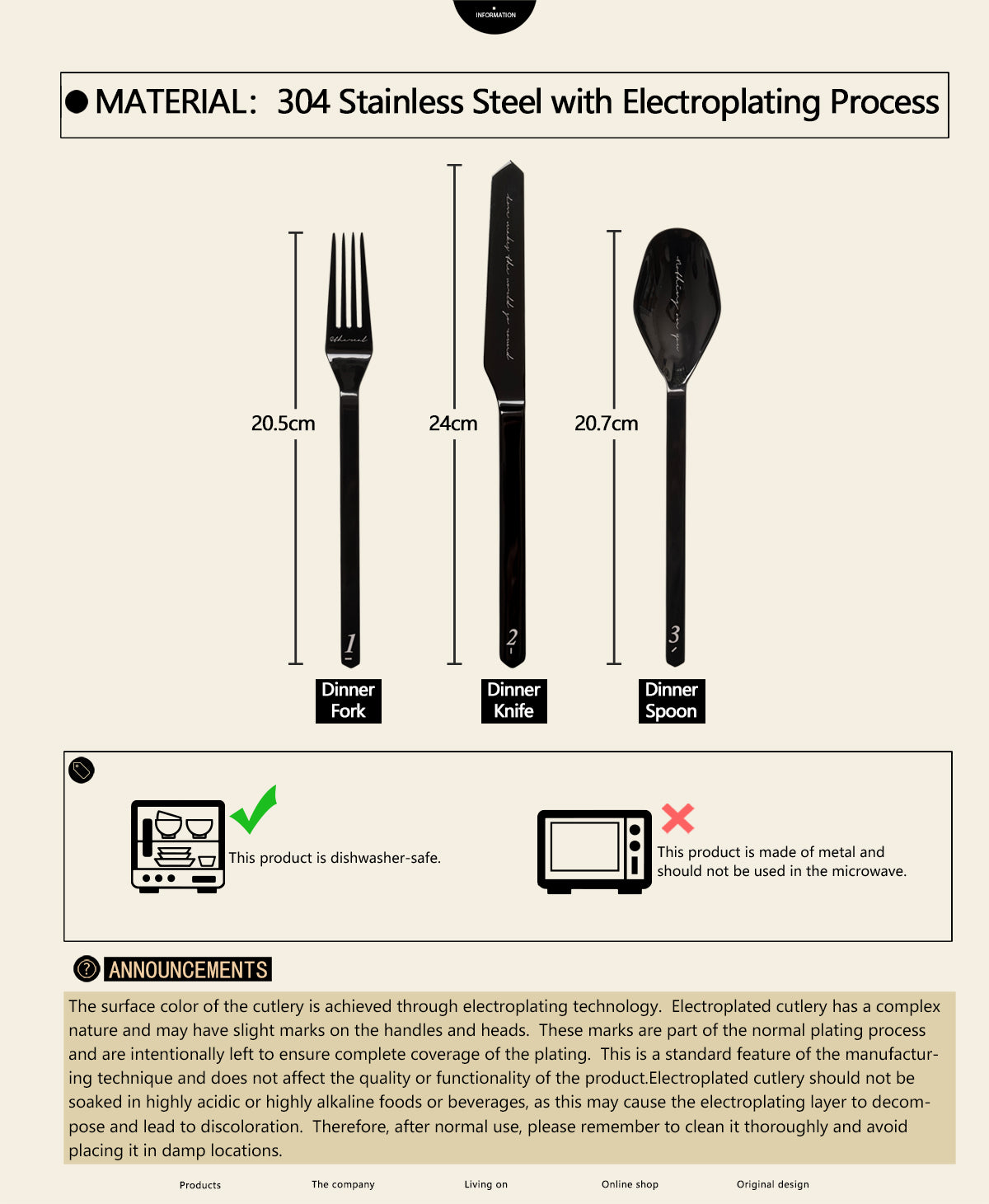 Unique & Beautiful Flatware Set - Black Polished Stainless Steel Utensils Service For 3, with Dinner Knife, Dinner Spoon, Dinner Fork, 3 Piece Place Setting