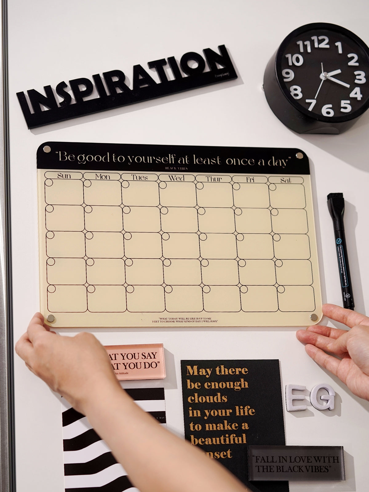 Acrylic Magnetic Dry Erase Board for Fridge，Planning Board Set, Clear Weekly Meal Planner with Whiteboard Memo, Menu Board for Kitchen