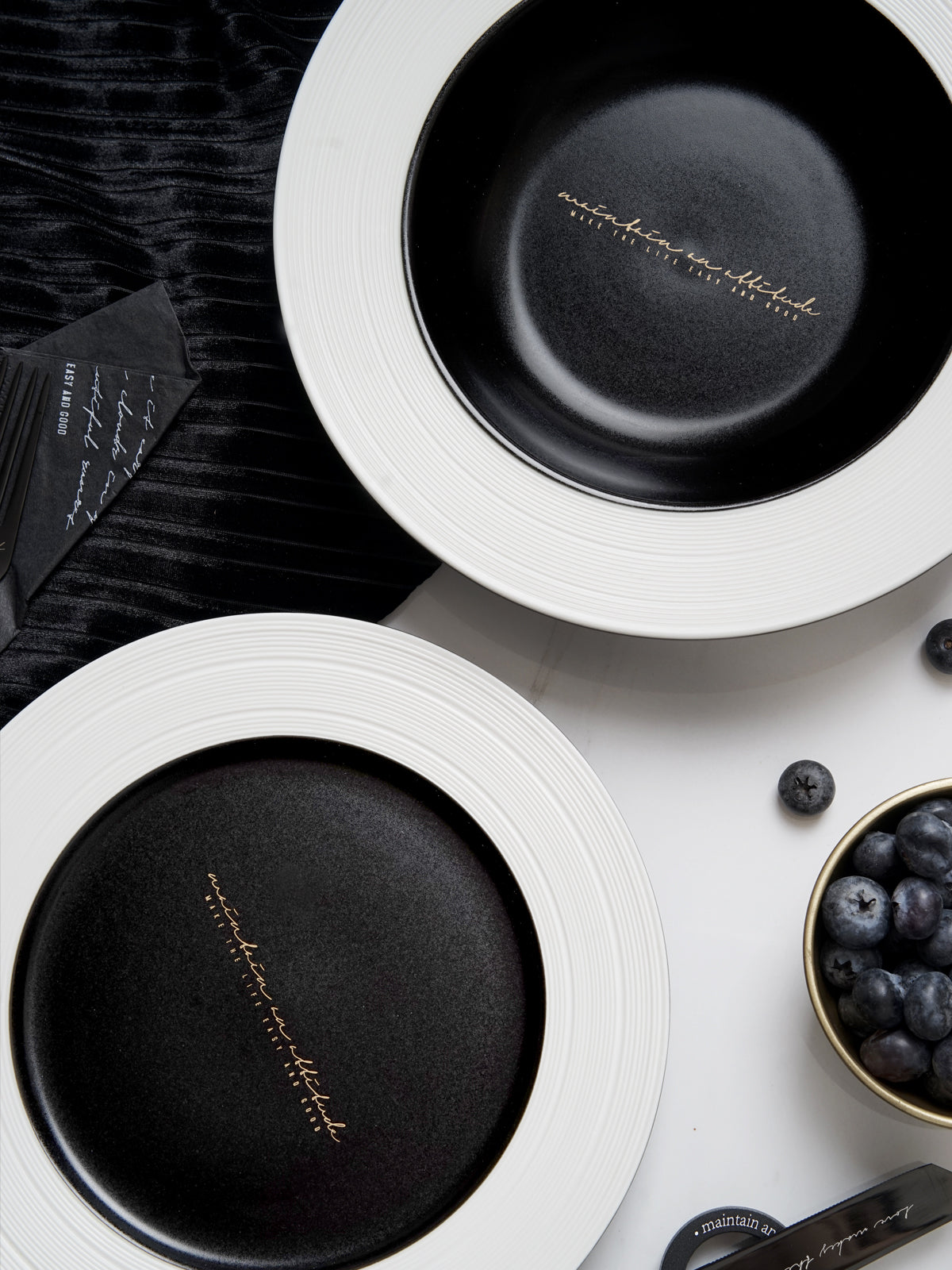 8.4" Dinner Plates with Relief Patterns, For Dessert, Salad, Appetizer, Small Lunch, Breakfast,Steak, Stylish Matte Black Ceramic Plates, Dishwasher and Microwave Safe