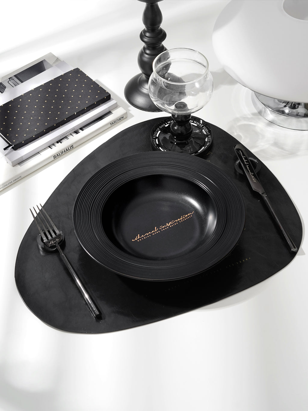 8.9" Premium Ceramic Soup Plates with Relief Patterns, for Cereal, Soup, Rice, Pasta, Salad, Oatmeal,Breakfast,Stylish Matte Black Ceramic Plates, Dishwasher and Microwave Safe