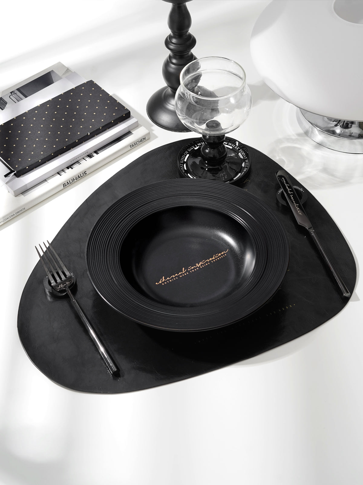 8.9" Premium Ceramic Soup Plates with Relief Patterns, for Cereal, Soup, Rice, Pasta, Salad, Oatmeal,Breakfast,Stylish Matte Black Ceramic Plates, Dishwasher and Microwave Safe