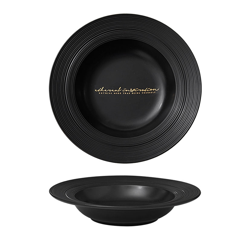 Matte Relief Ceramic Series, featuring soup plates, dinner plates, rice bowls, and soup bowls. Suitable for salads, desserts, steaks, pasta, and main courses. Dishwasher and microwave safe.
