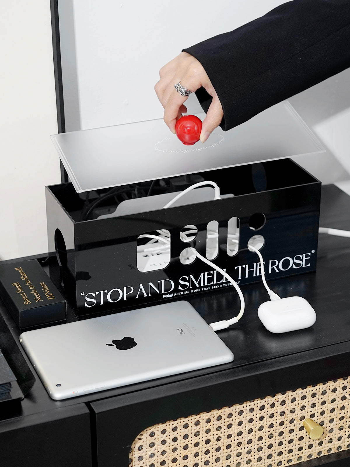 Acrylic Power Strip Storage Box,Cable Management Box,Cable Organizer Box & Power Strip Cover, Wire Organizer for Surge Protector Power Strip,TV Computer,Cable Wires of Home,Office