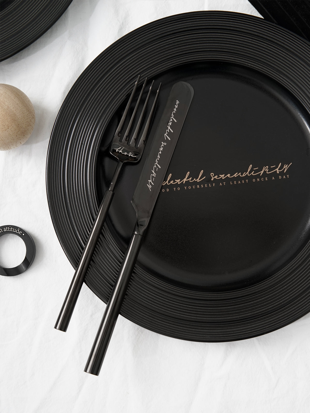 Premium & Unique Flatware Set - Black Polished Stainless Steel Utensils Service For 3, with Dinner Knife, Dinner Spoon, Dinner Fork, 3 Piece Place Setting