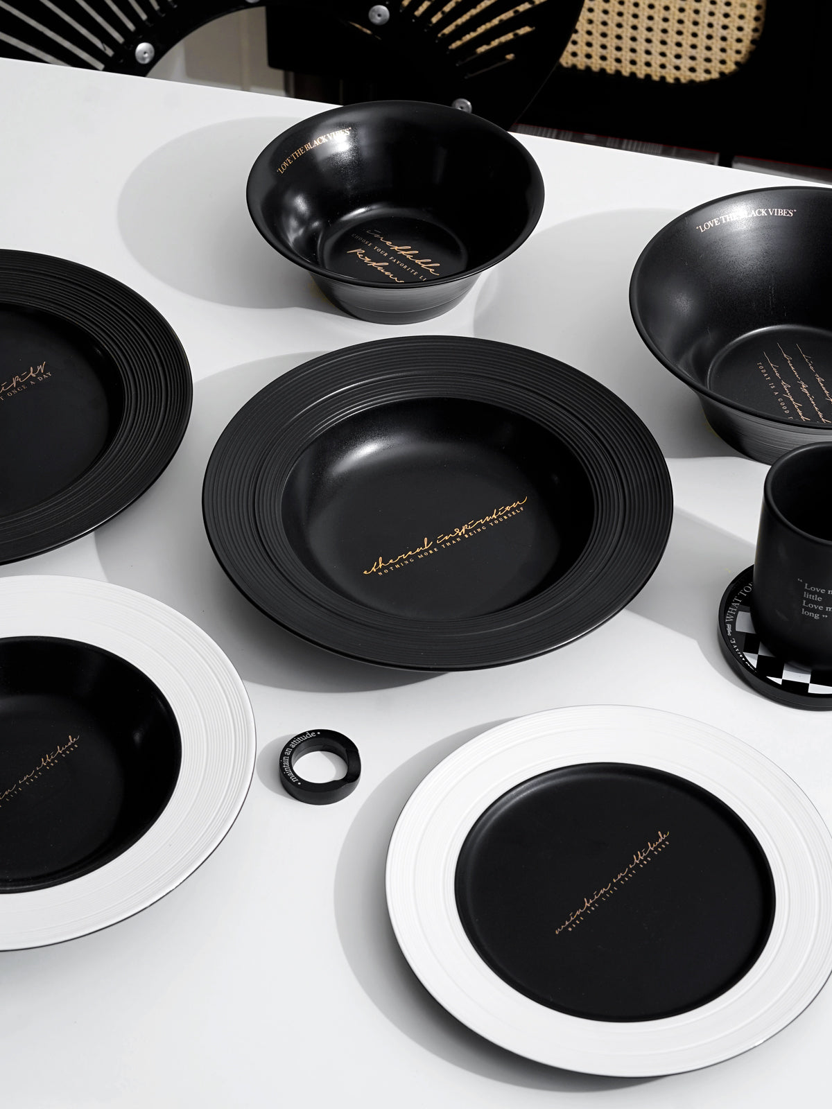 Matte Relief Ceramic Series, featuring soup plates, dinner plates, rice bowls, and soup bowls. Suitable for salads, desserts, steaks, pasta, and main courses. Dishwasher and microwave safe.