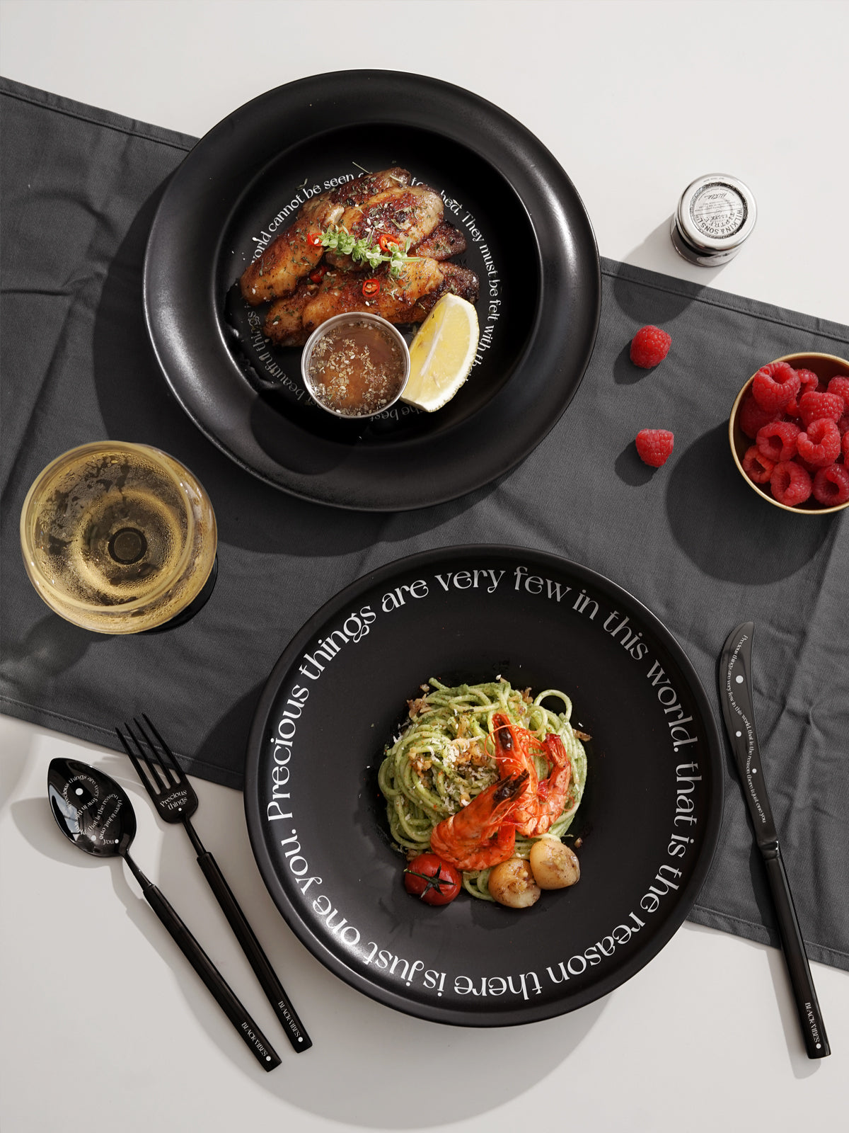 10" Dinner Plates, Premium Glossy Black Ceramic. Suitable for dessert, salad, appetizer, small lunch, breakfast, pasta. Dishwasher and microwave safe. Ideal for Michelin-level presentation.