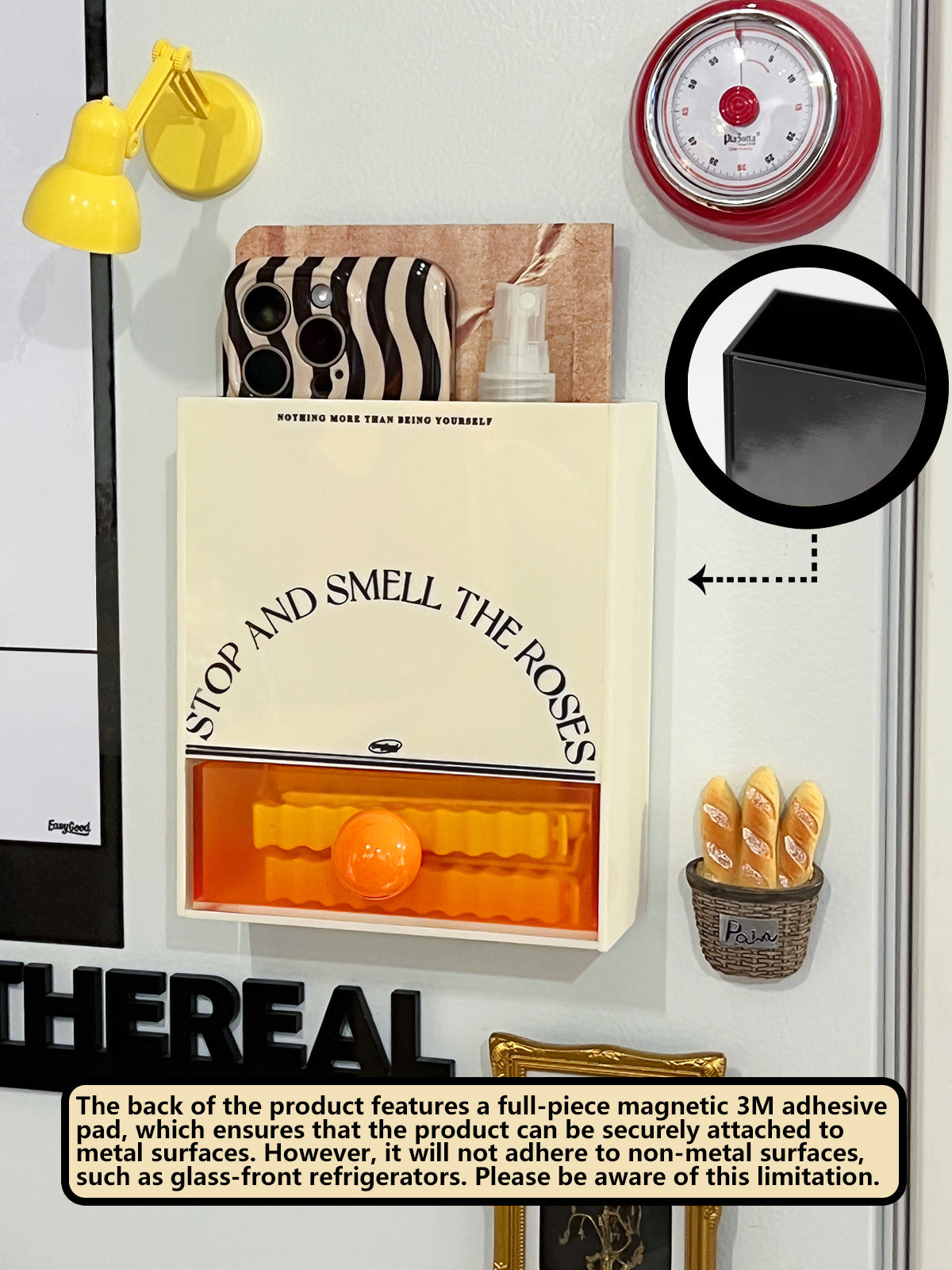 Acrylic Magnetic Organizer Boxes for Kitchen, Multiple Storage Boxes with Magnetic Adhesion for Metal Surfaces, Hole Board Compatible, Home Decor Items