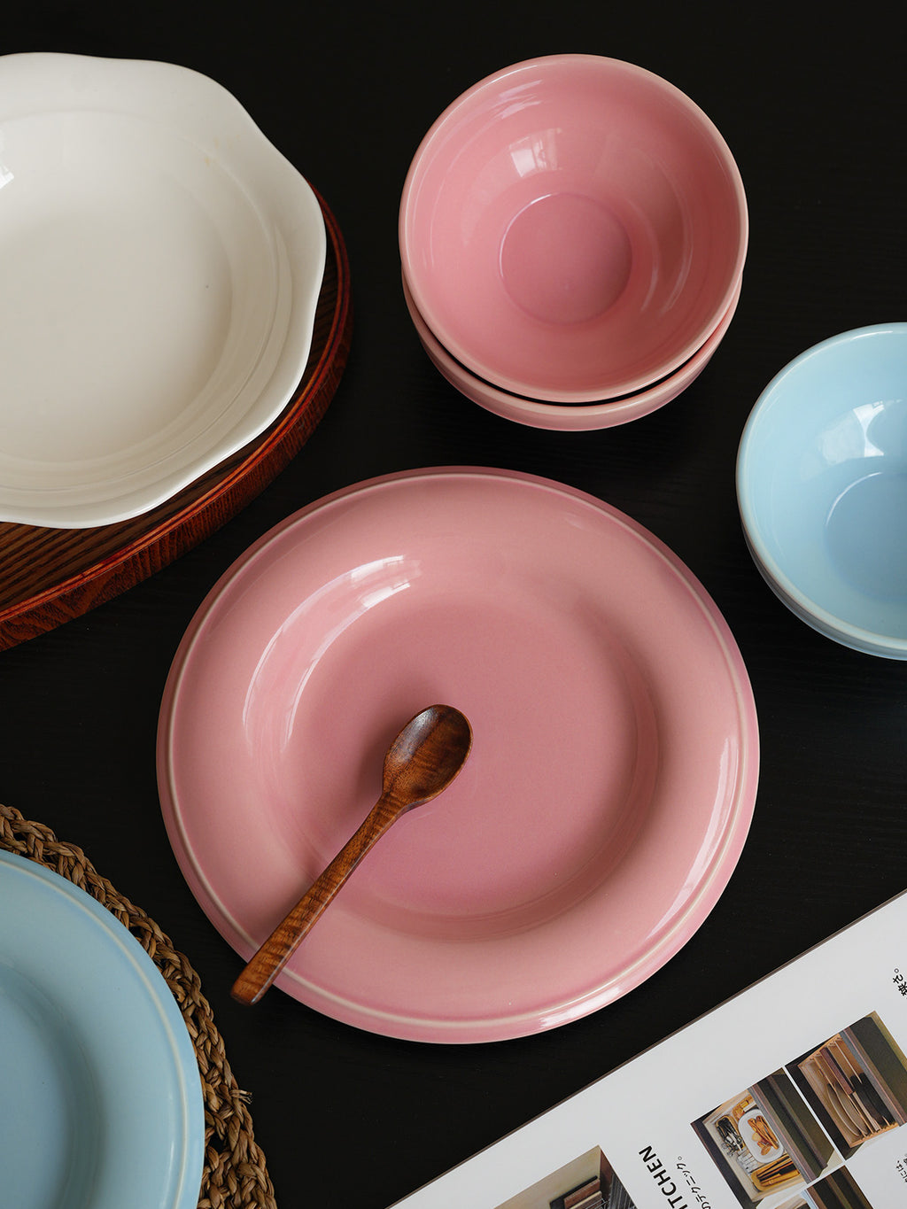 Colorful Ceramic 8.5" Dinner Plate & 5" Bowl Set