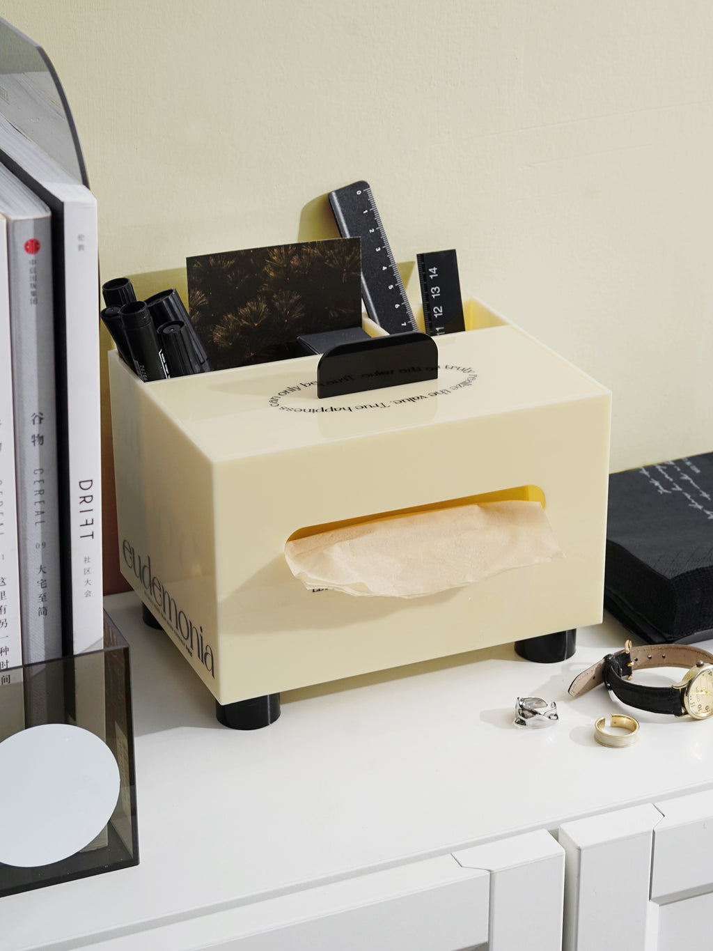 Acrylic Desktop Tissue Box & Organizer