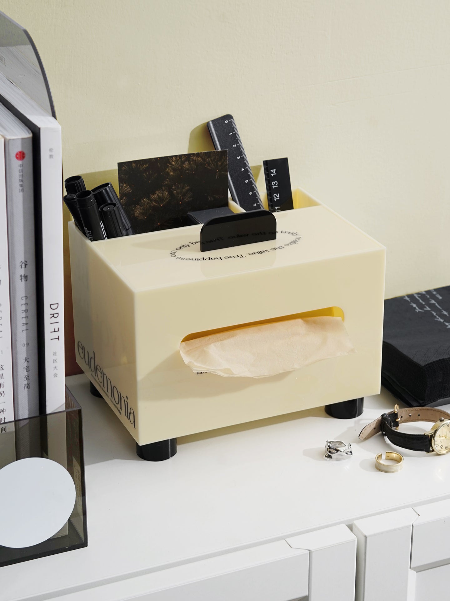 Acrylic Desktop Tissue Box & Organizer