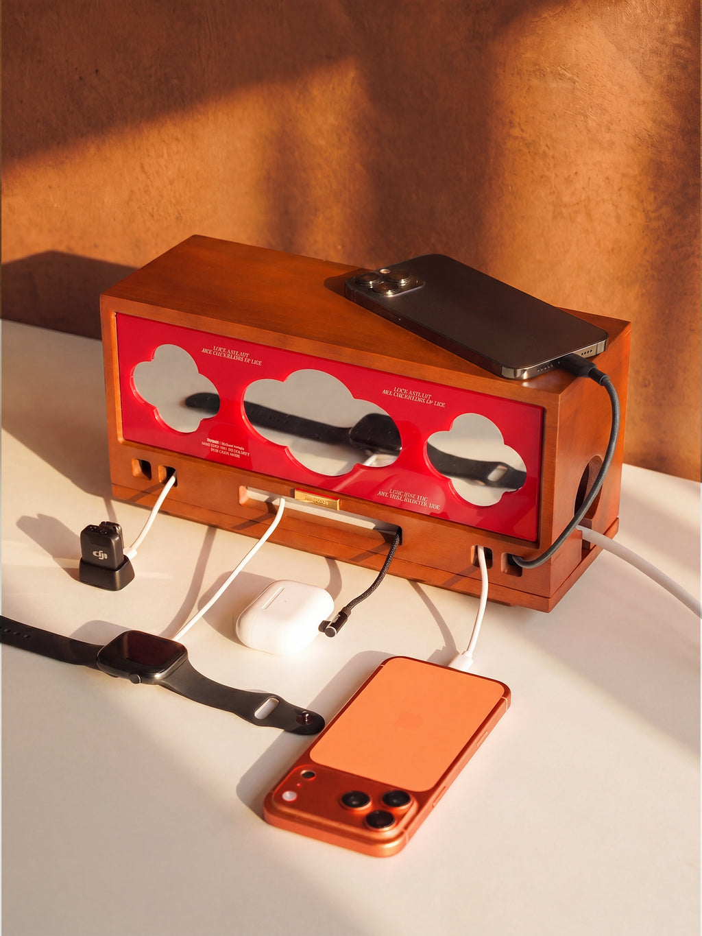 Wooden Cable Organizer Box & Power Strip Hider
