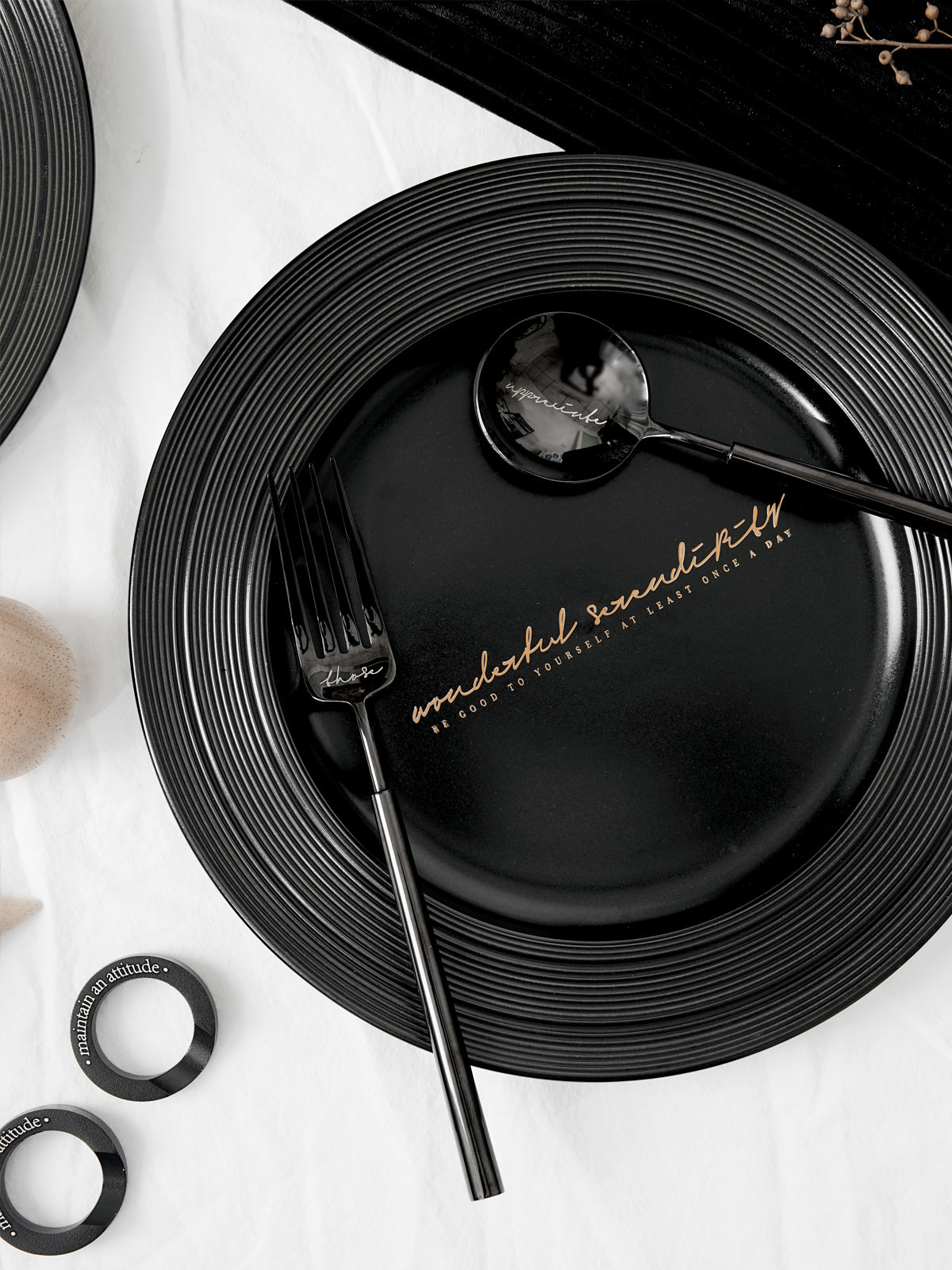 10" Dinner Plates with Relief Patterns, For Dessert, Salad, Appetizer, Small Lunch, Breakfast,Steak,Stylish Matte Black Ceramic Plates, Dishwasher and Microwave Safe