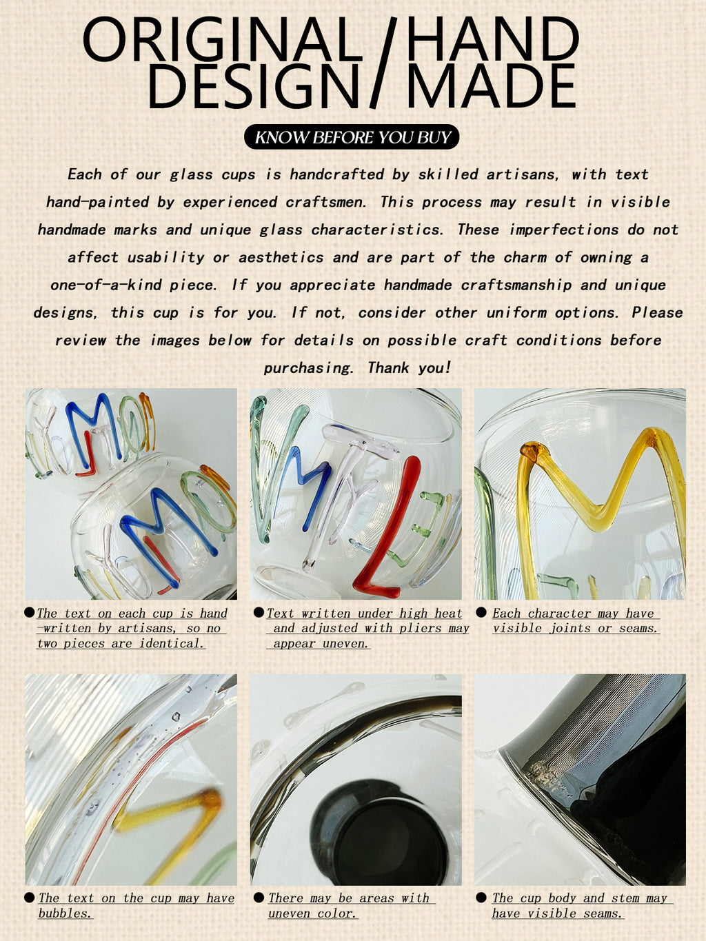 Handmade Glassware Drinking Glasses For Ice Coffee Sustainable Water and Cocktail Glasses For Home&gift