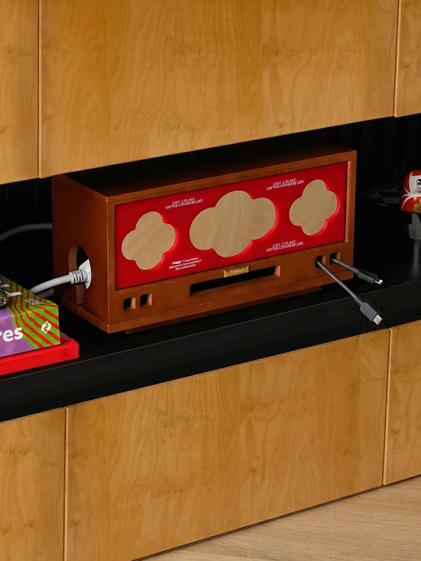 Wooden Cable Organizer Box & Power Strip Hider