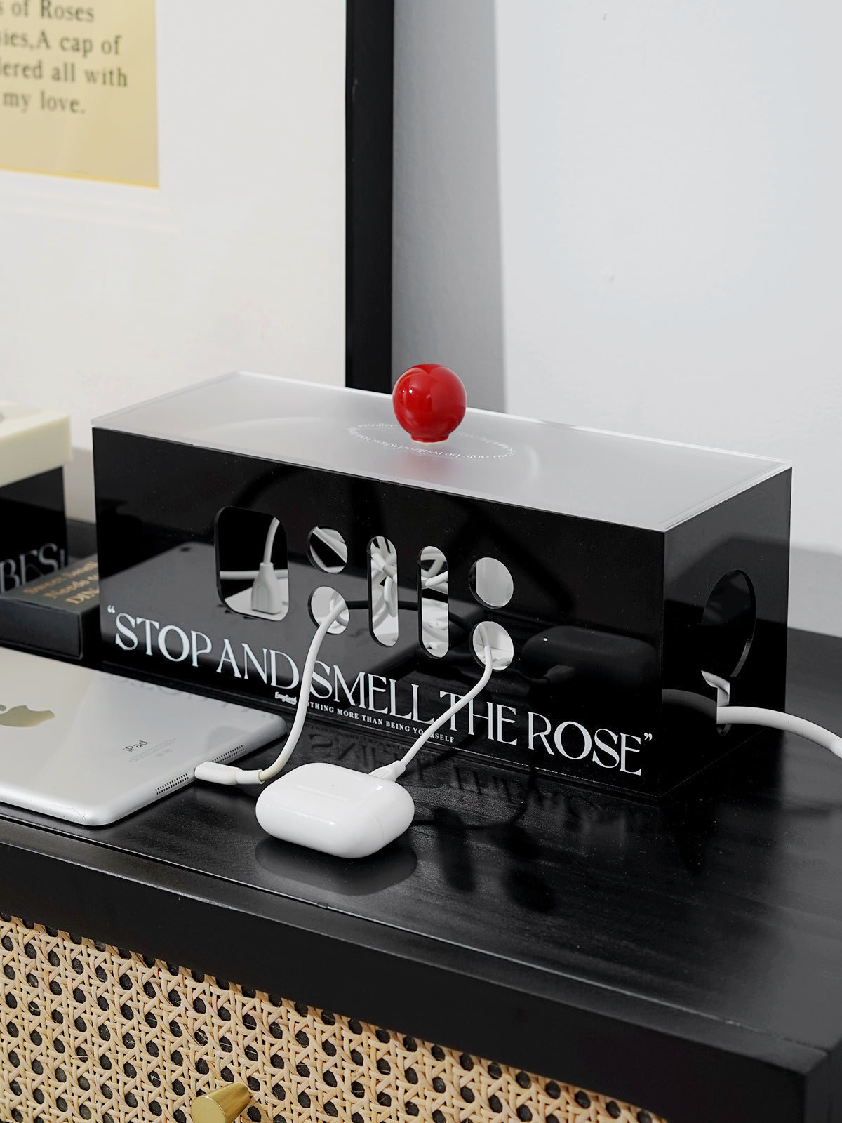 Acrylic Power Strip Storage Box,Cable Management Box,Cable Organizer Box & Power Strip Cover, Wire Organizer for Surge Protector Power Strip,TV Computer,Cable Wires of Home,Office