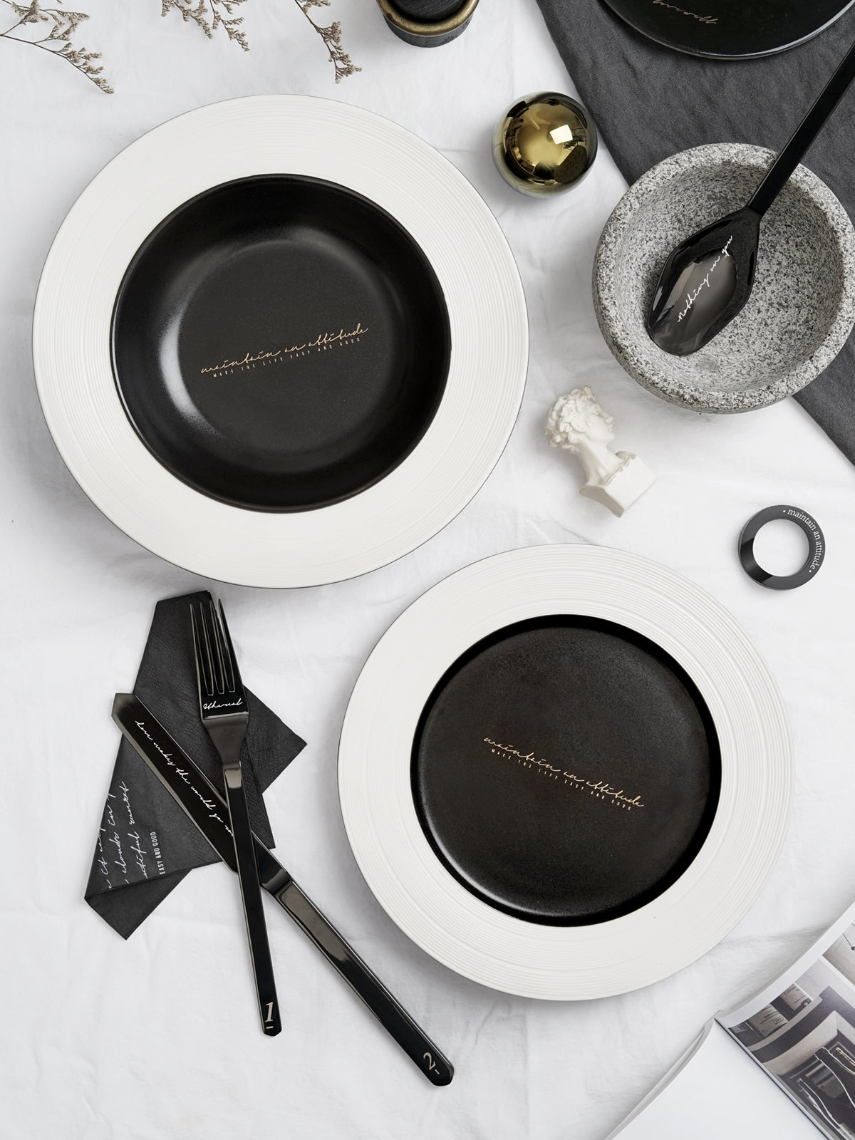 8.4" Dinner Plates with Relief Patterns, For Dessert, Salad, Appetizer, Small Lunch, Breakfast,Steak, Stylish Matte Black Ceramic Plates, Dishwasher and Microwave Safe