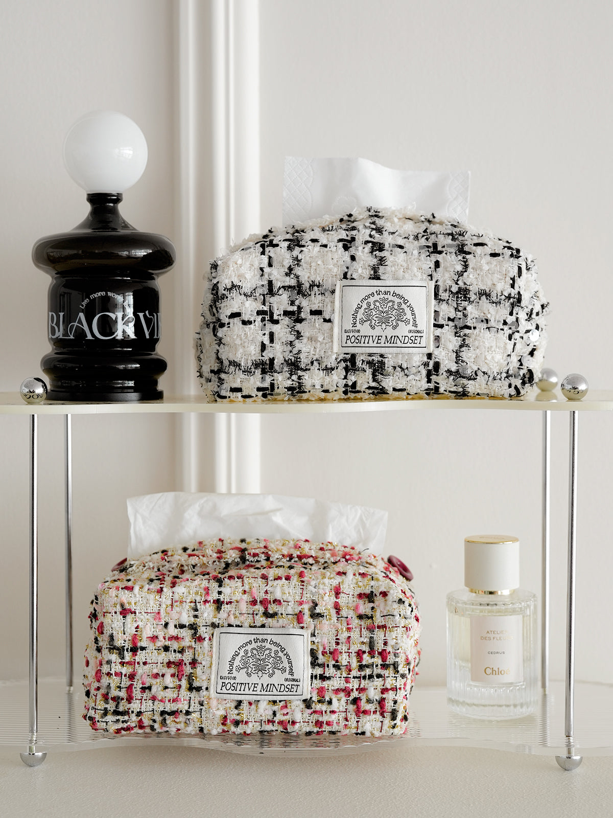 Tissue Box Cover,Vintage Style Tissue Box Holder，Home Decoration for Bedroom Dresser Night Stand Office Desk