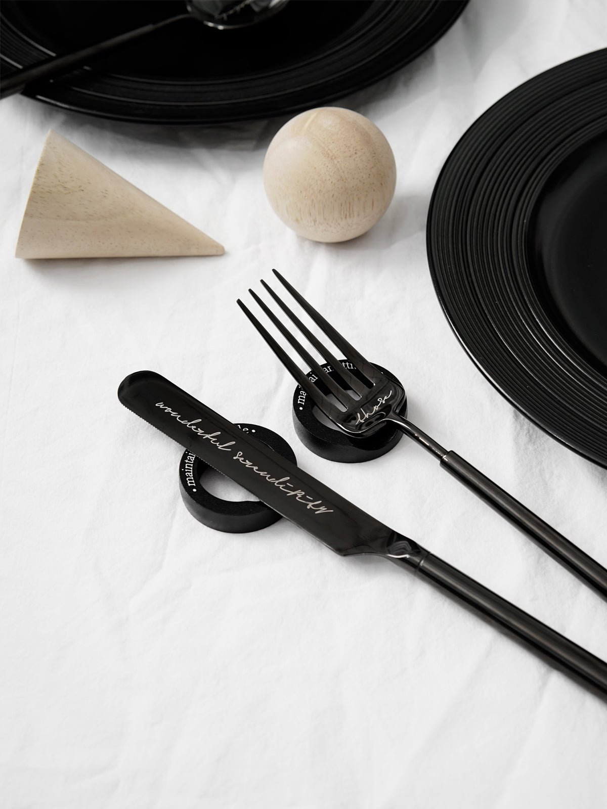 Premium & Unique Flatware Set - Black Polished Stainless Steel Utensils Service For 3, with Dinner Knife, Dinner Spoon, Dinner Fork, 3 Piece Place Setting