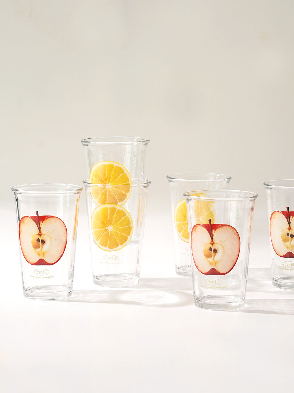 Apple Pattern Glass Cup Cold Drink Glassware