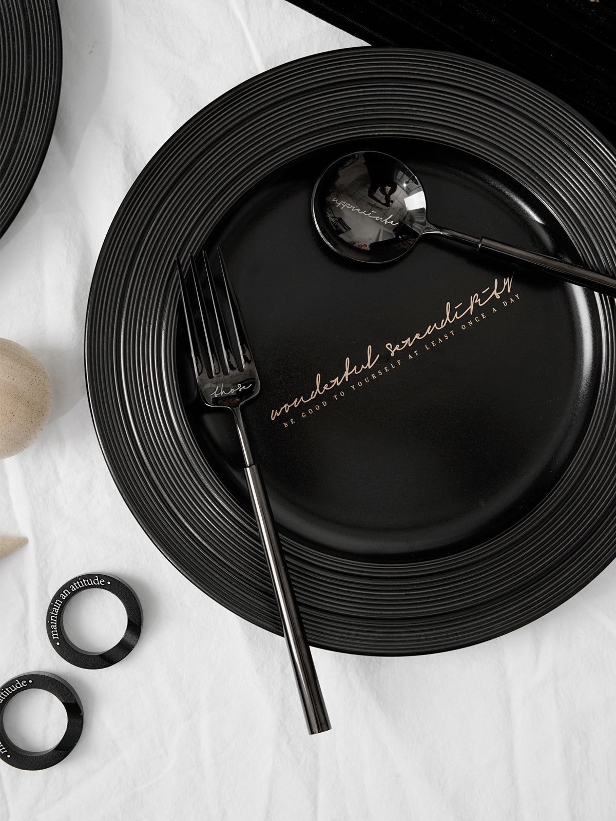 Premium & Unique Flatware Set - Black Polished Stainless Steel Utensils Service For 3, with Dinner Knife, Dinner Spoon, Dinner Fork, 3 Piece Place Setting