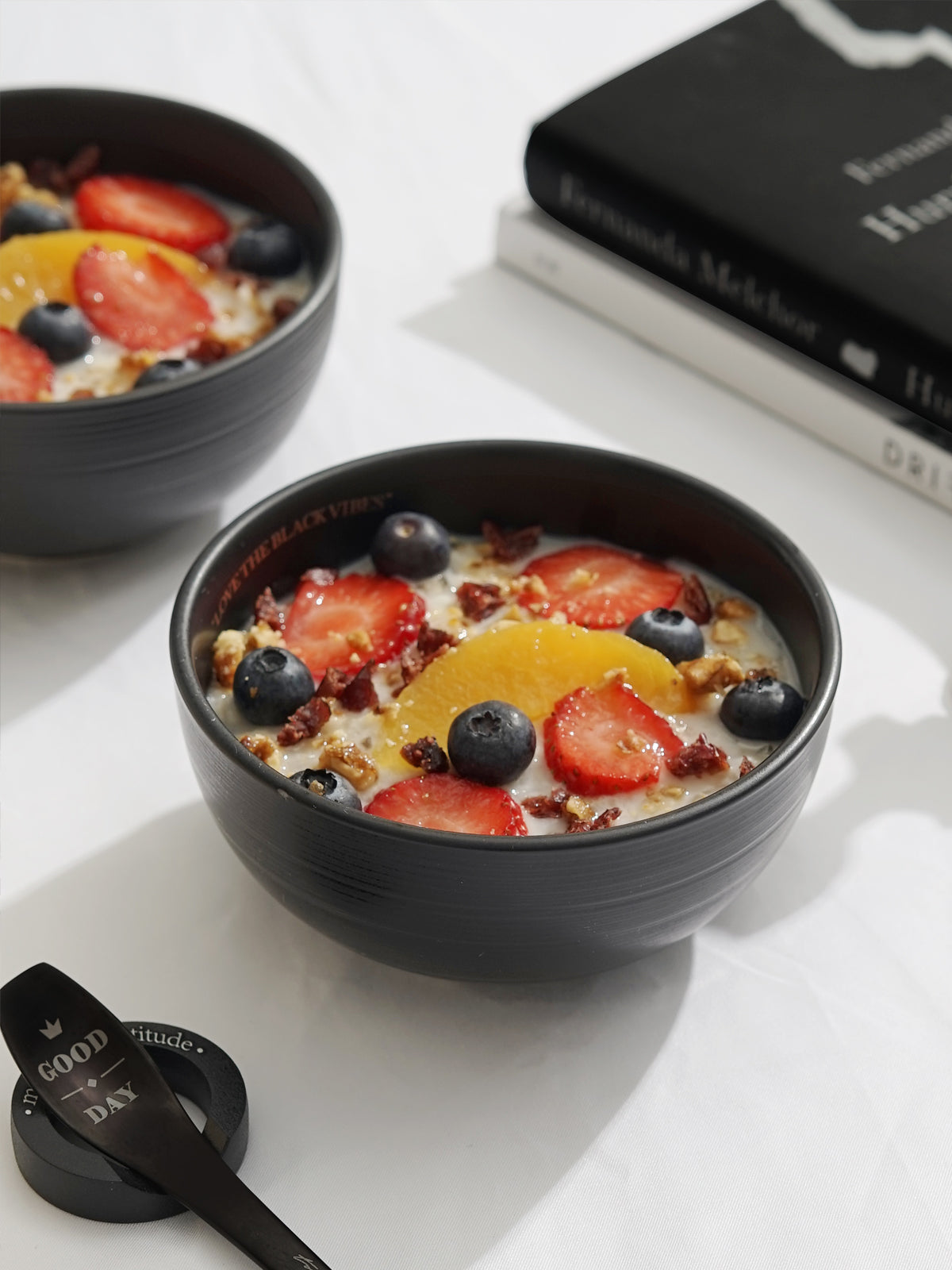 4.5"Ceramic Bowls with Relief Patterns,for Cereal, Soup, Rice, Pasta, Salad, Oatmeal,Breakfast, Stylish Matte Black Ceramic Bowls, Dishwasher and Microwave Safe